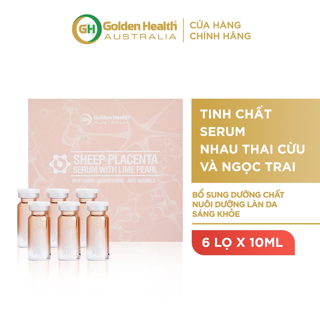 Tinh Chất Serum Nhau Thai Cừu Và Ngọc Trai Golden Health (6 Lọx10ml) Hỗ Trợ Làm Giảm Nám, Tàn Nhang, Chống Lão Hoá Và Trắng Sáng Hồng Hào