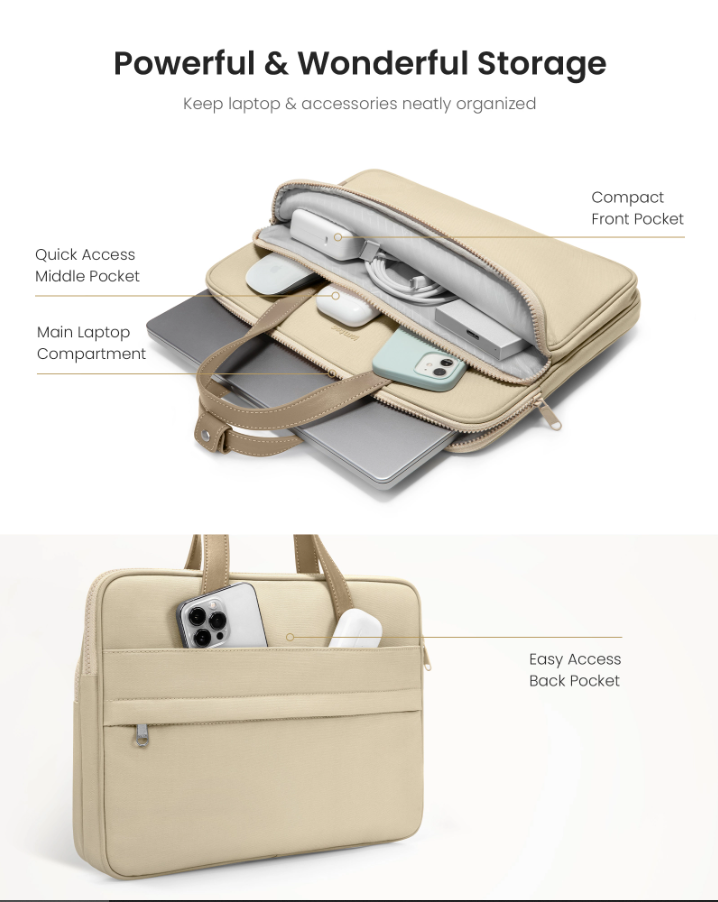 TOMTOC PREMIUM THEHER SHOULDER BAG13”/14”- H22C1 - Hàng chính hãng