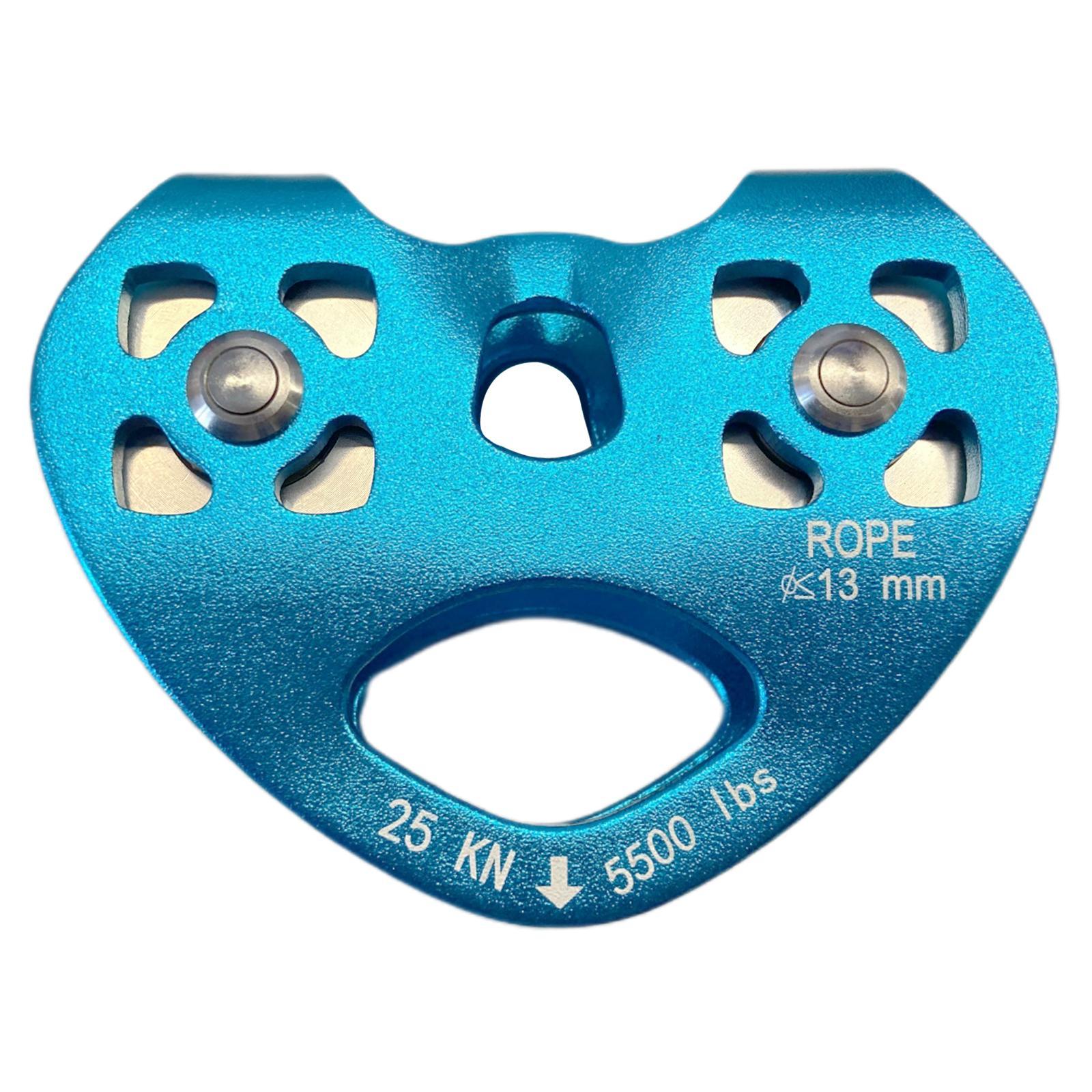 25KN Double Trolley Pulley Aluminum Zip Line Rock Climbing Mountaineering Tandem Pulley with Ball Bearing