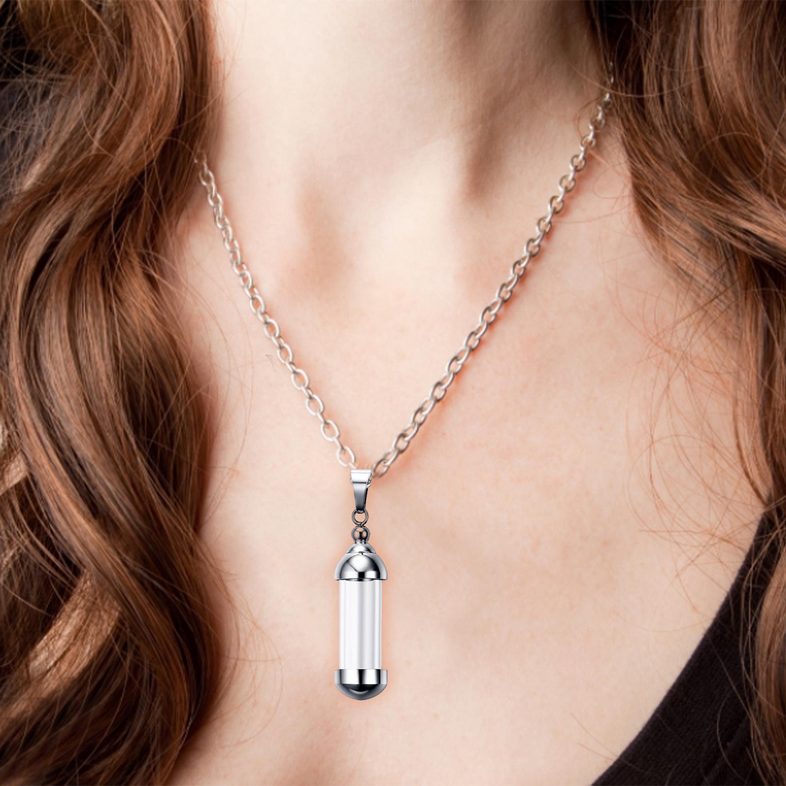 Stainless Locket Pendant Necklace Ash Urn  Cremation Keepsake Sliver