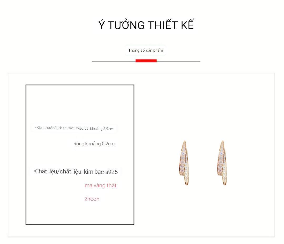 Khuyên tai móc đơn đính đá