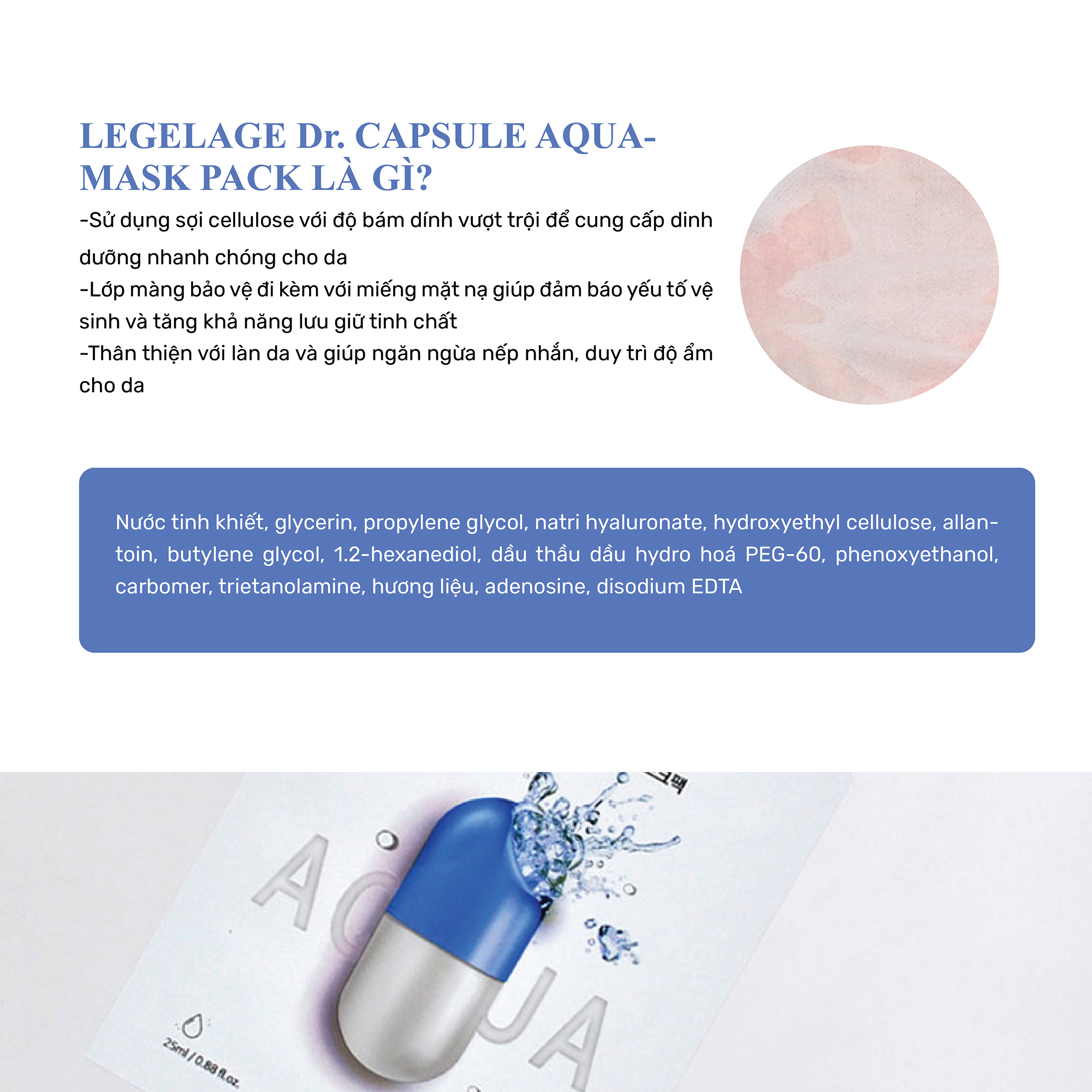 Mặt Nạ Aqua Cấp Nước và Dưỡng Ẩm Da Lebelage Dr.capsule Hàn Quốc 25ml