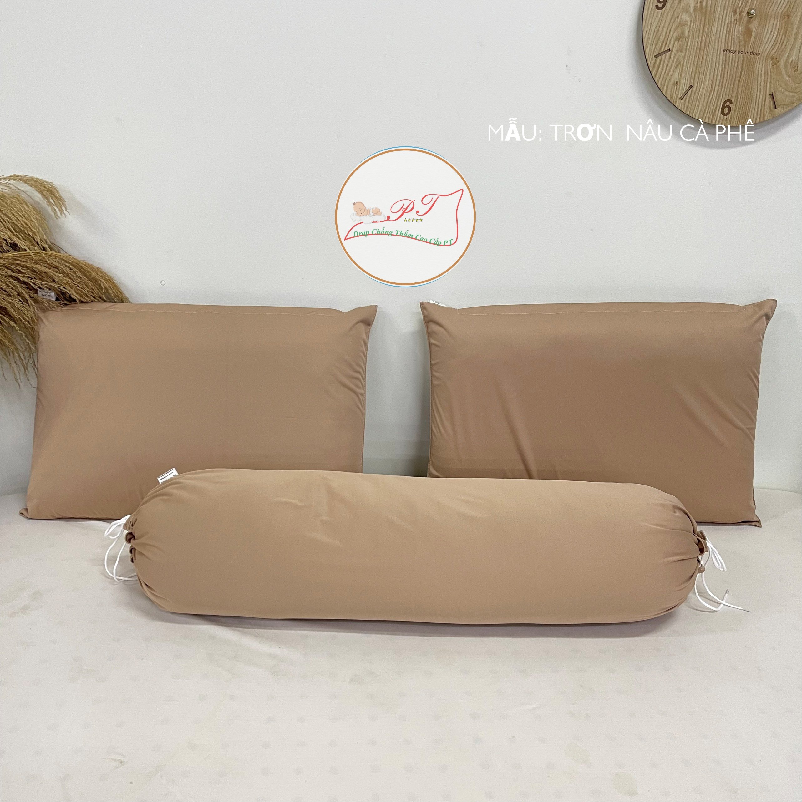 Ga Chống Thấm Cao Cấp PT Mẫu Họa Tiết Trơn Nâu Cà Phê