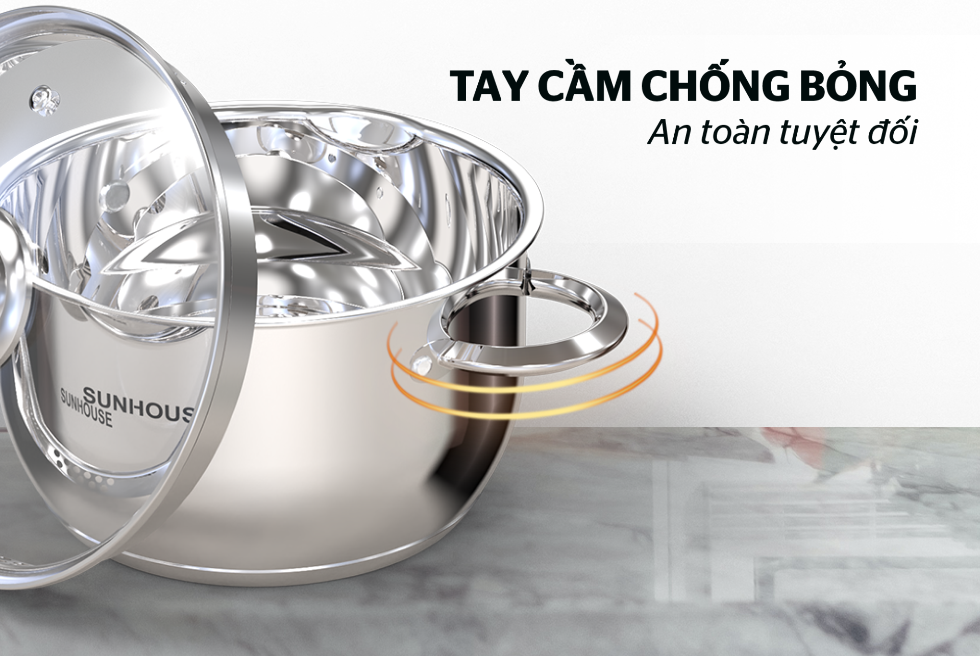 Bộ nồi inox 5 đáy Sunhouse SHG688 - Hàng Chính Hãng