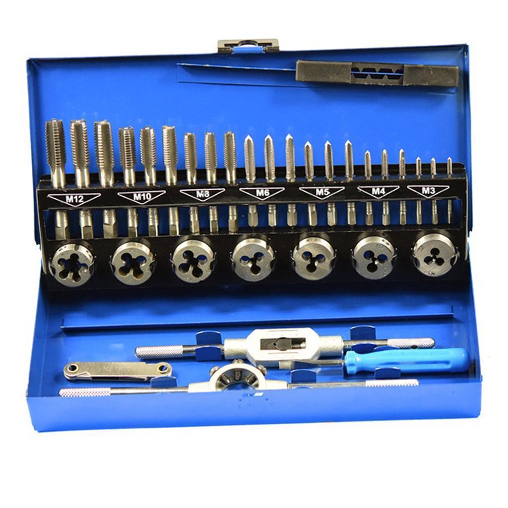 Tap And Die Set HSS Metric Cut Hand Tool Tool Bit Set Engineer Kit W/ Case