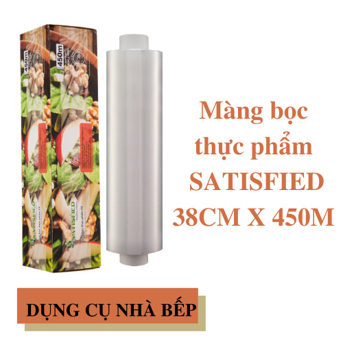 Hộp Màng Bọc Thực Phẩm PE SATIS 38cm x 450m Không Chứa Chất Phụ Gia Gây Hại Sức Khỏe Dùng Được Cho Lò Vi Sóng