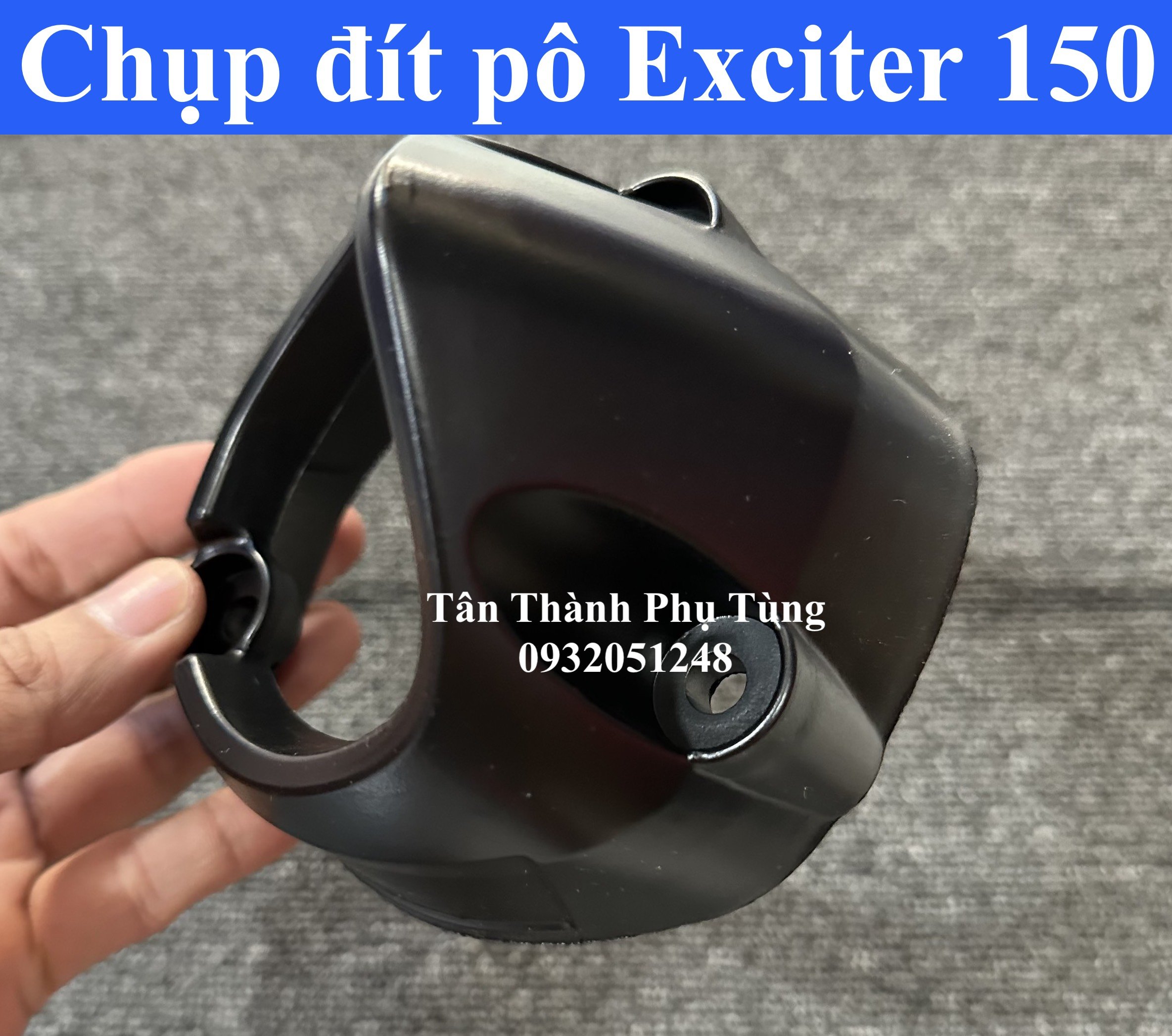 Chụp đít pô dành cho Exciter 150 màu Bạc, đen