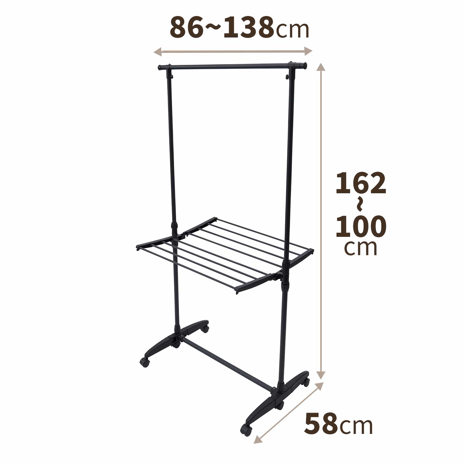 Giá Phơi Quần Áo Tiện Lợi Bằng Thép Không Gỉ TENMA, Có Bánh Xe PSBK-06