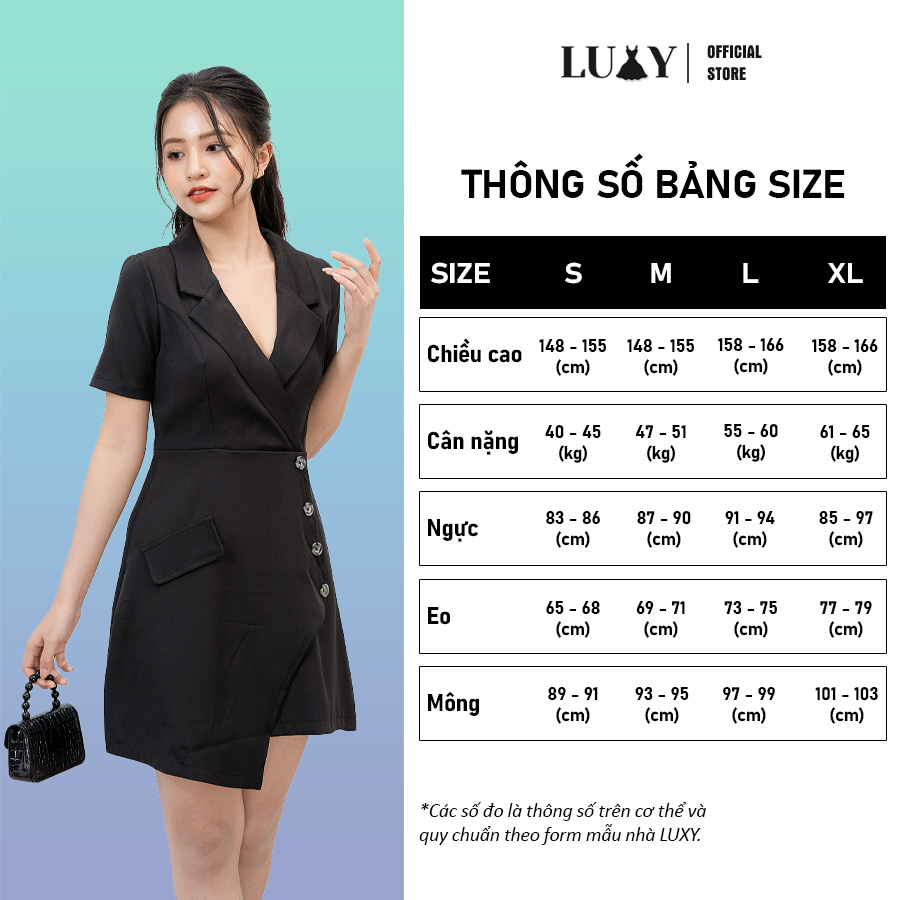 Váy dáng vest ôm cúc chéo LUXY V129 đủ size từ 42kg - 65kg