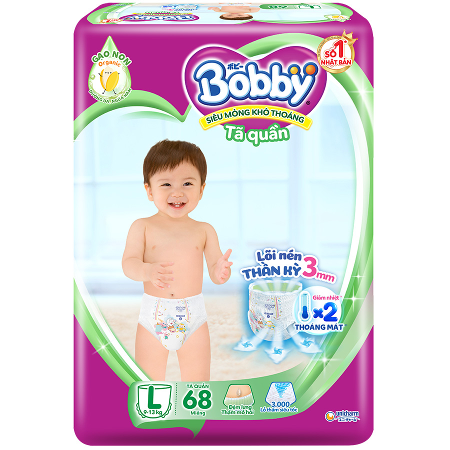[MỚI] Tã/bỉm quần Bobby 3mm Gạo non