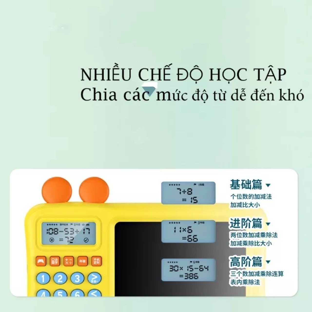 Máy tính LCD tai thỏ cầm tay luyện tập toán công cụ giáo dục sớm cho bé