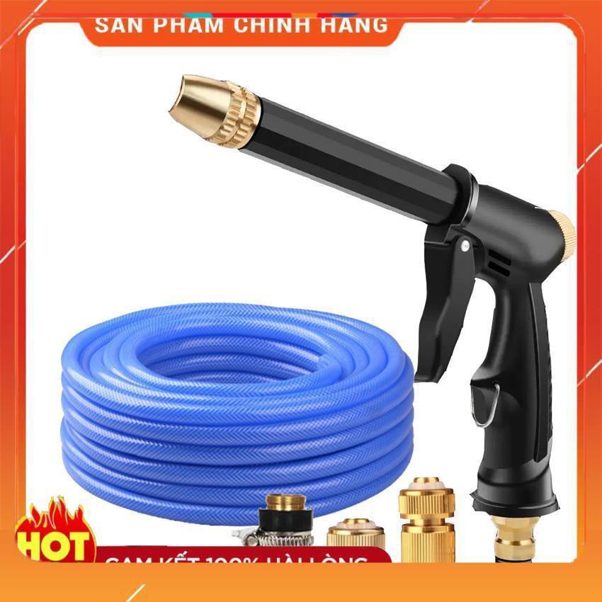 Bộ dây và vòi xịt rửa xe tưới cây tăng áp,vòi xịt rửa,vòi tưới cây 810-2576 (dây xanh- cút nối đồng)