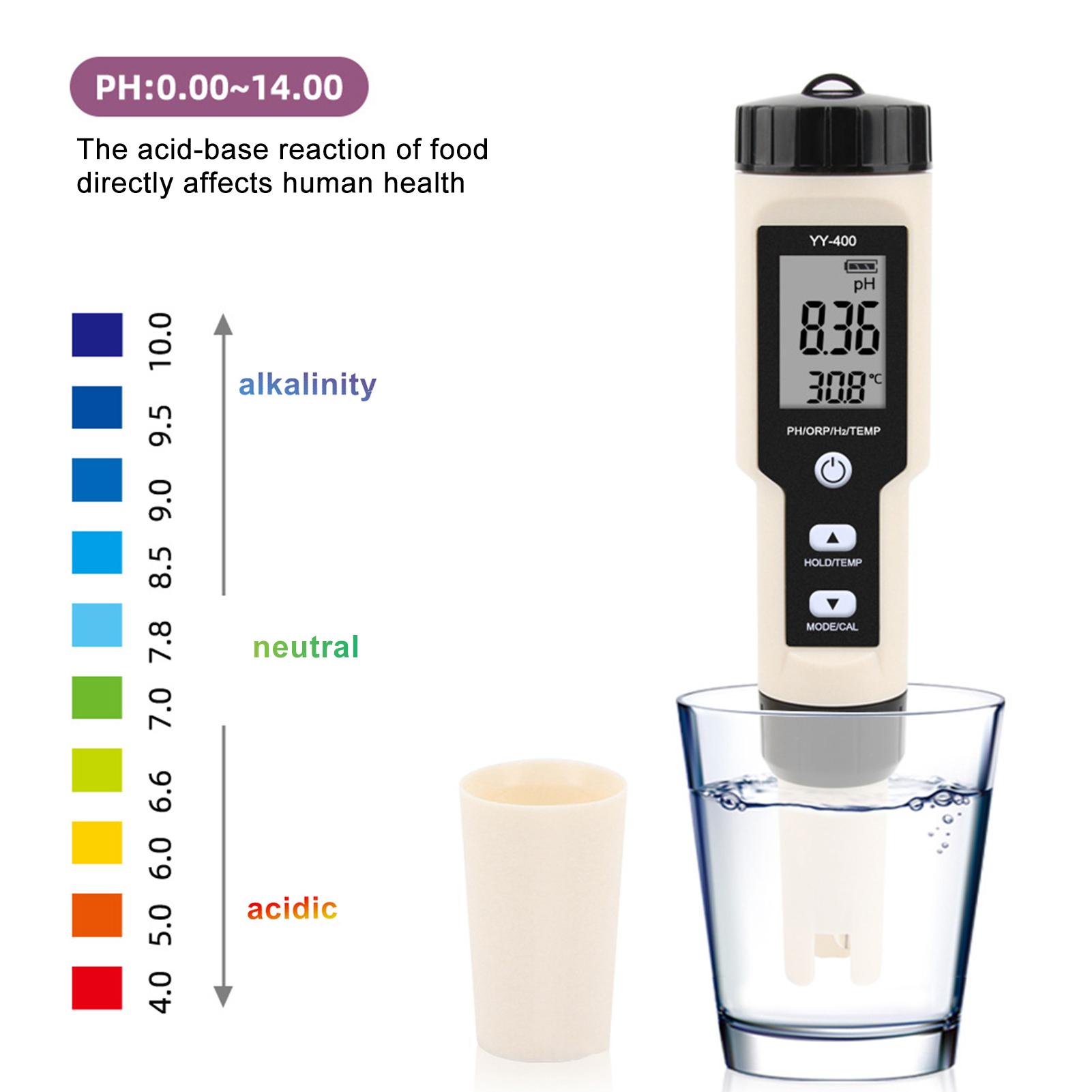 Digital pH Meter 4 in 1 PH ORP H2 Temperature Water Quality Monitor Tester