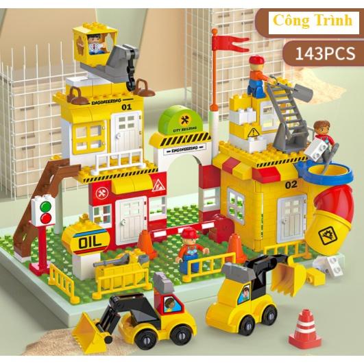 Lắp ráp xếp hình Đồn cảnh sát, cứu hỏa, công trình đồ chơi cho bé