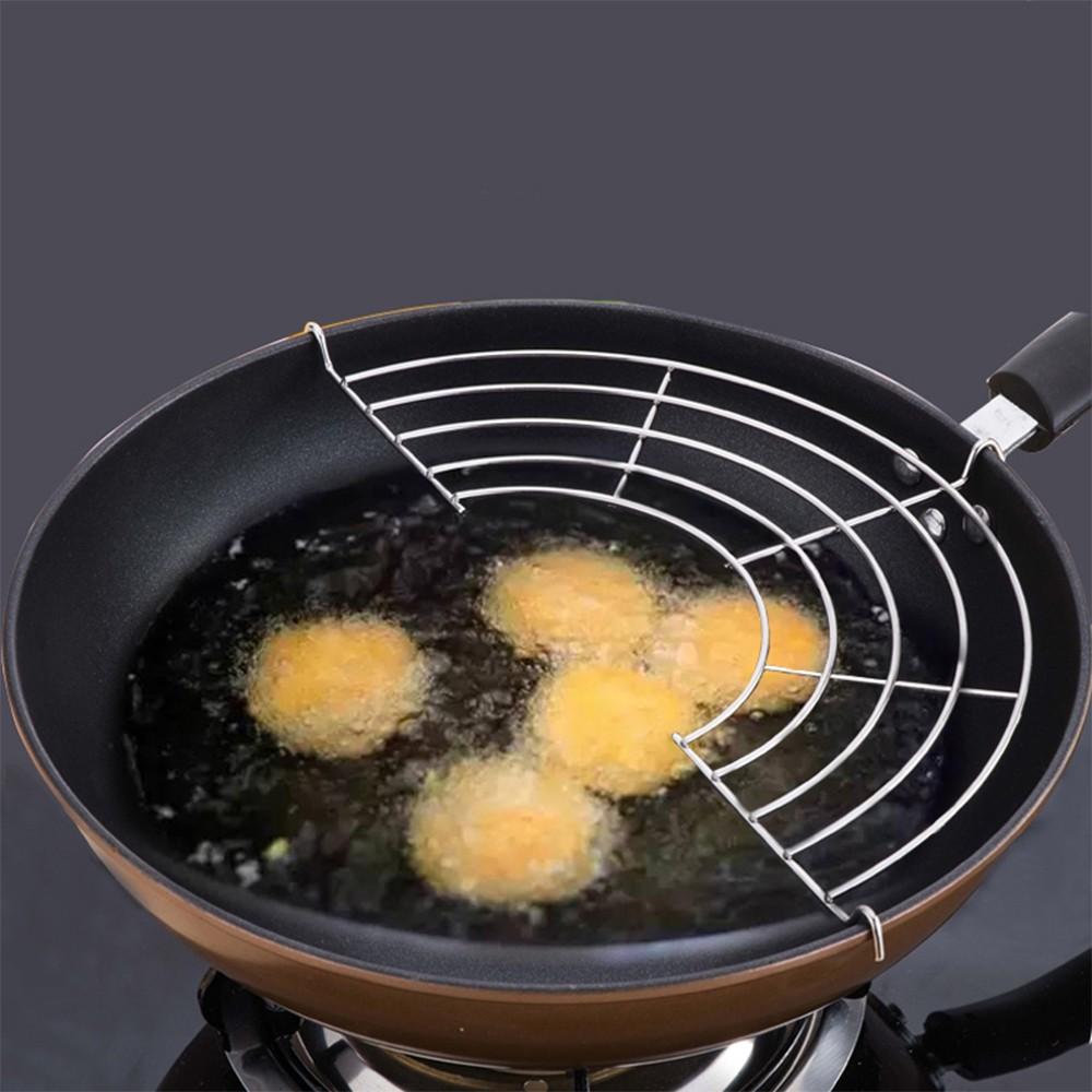 GD492 Vỉ gác chảo chiên rán dầu mỡ loại dày bằng inox cỡ 24 -26-28-30cm