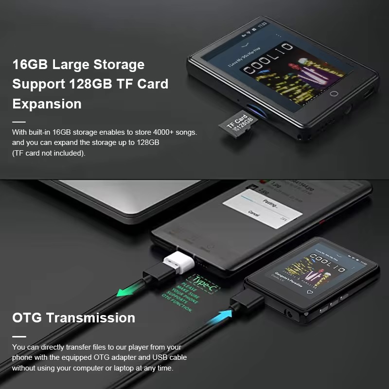Máy Nghe Nhạc MP3 Màn Hình Cảm Ứng 2.4 Inch Có Loa Tích Hợp HIFI Lossless RUIZU M17 Bộ Nhớ Trong 16GB - Hàng Nhập Khẩu