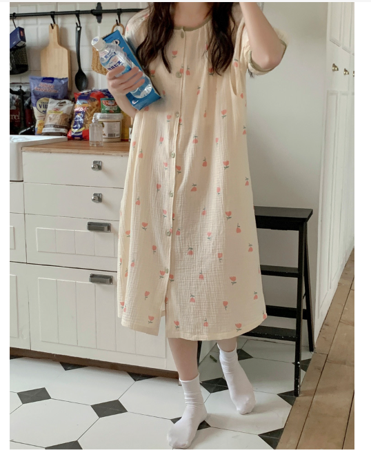 Váy Đầm Bầu Sau Sinh Có Khe Mở Cho Con Bú Chất Liệu Cotton
