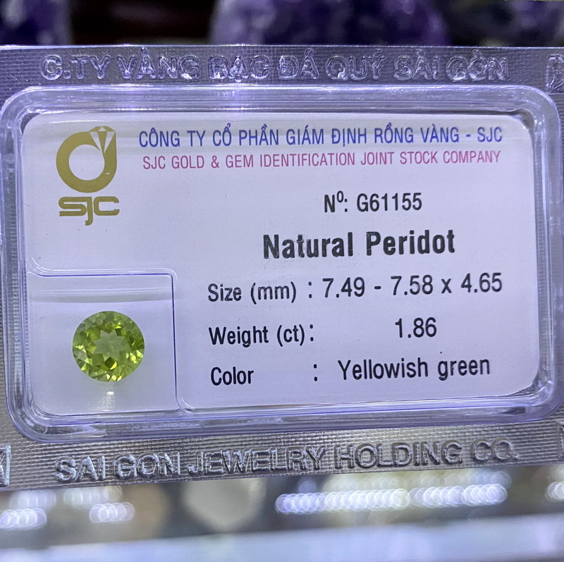 Đá Peridot Ngọc Olivin Tự Nhiên Mài Giác Tròn Kiểm Định