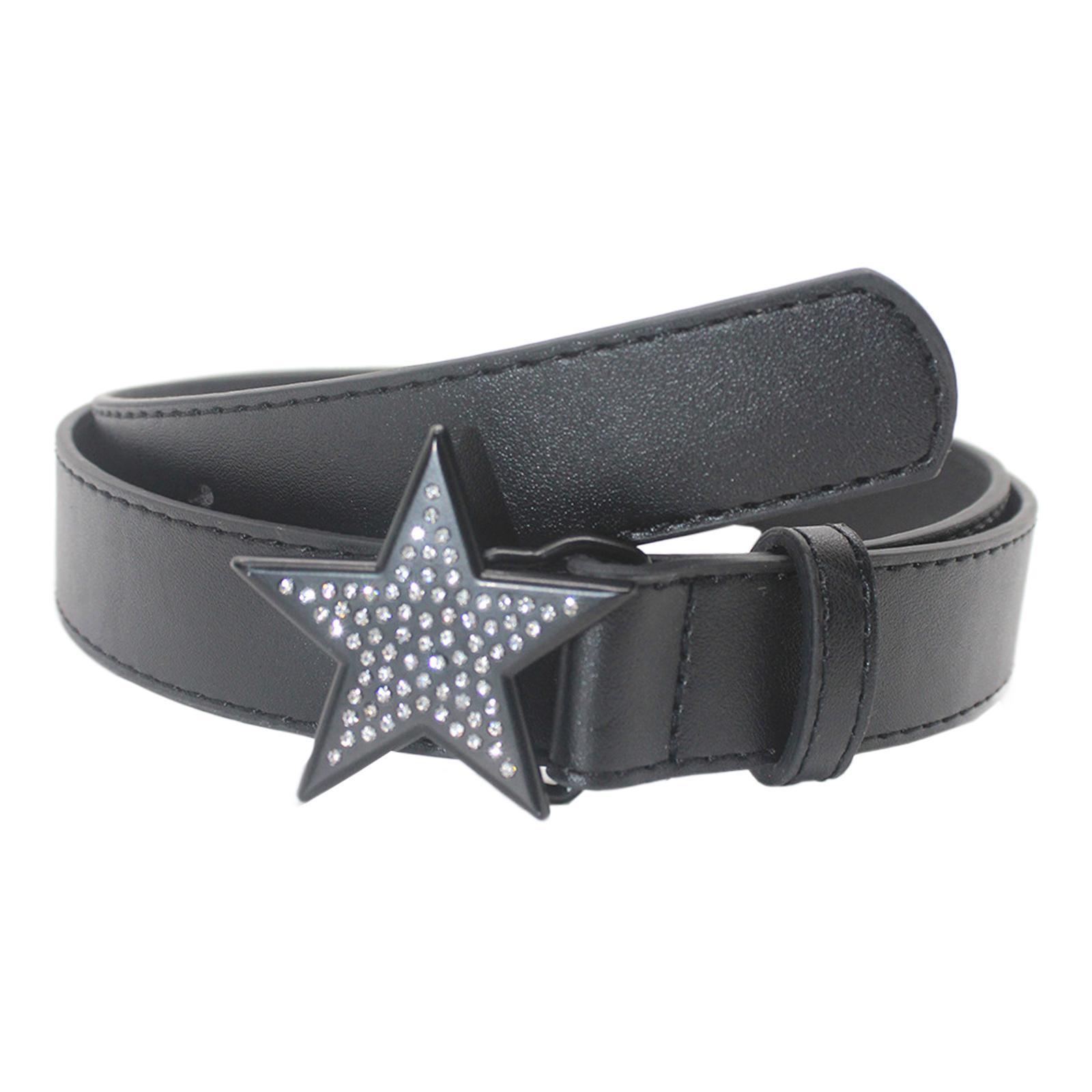 Ladies Waist Belt Rhinestone Buckle Jeans Belt Women PU Leather Belt