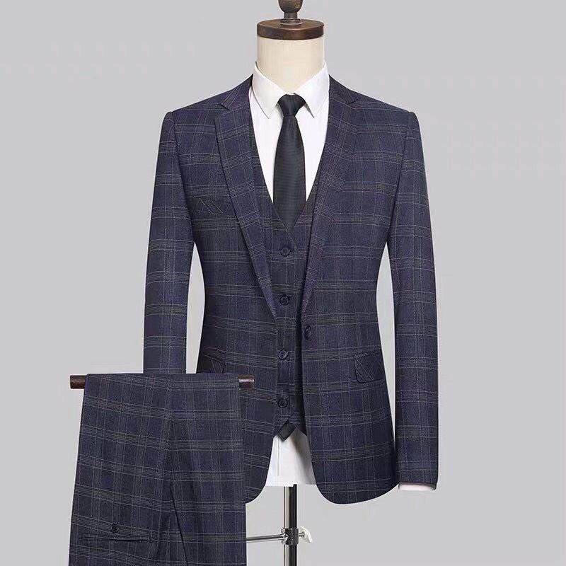 Bộ Vest Nam Cao Cấp Hàn Quốc Màu Kẻ Vàng, Bộ Suit Nam Chất vải Sịn sò