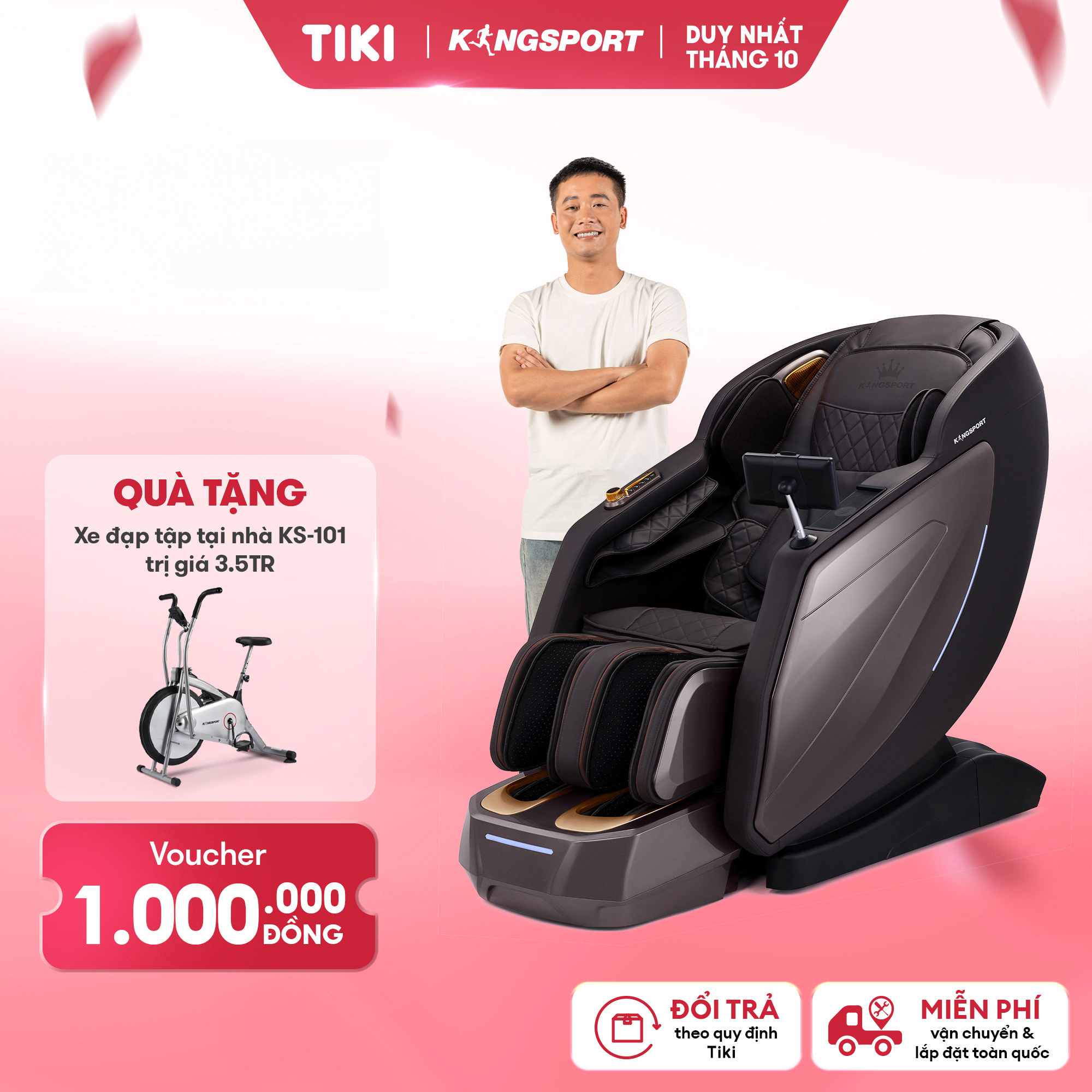 Ghế massage KINGSPORT G96 cao cấp, công nghệ massage 3D Ultra với 24 bài tập, đo chân tự động, điều khiển bằng tablet cảm ứng