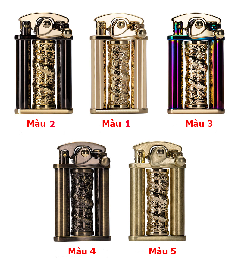 Hộp Qụet Bật Lửa Xăng Đẹp Độc Lạ Z629 Họa Tiết Rồng Cuốn 3D Cao Cấp + Tặng Bình Xăng Bấc Đá Chuyên Dụng Cho Bật Lửa
