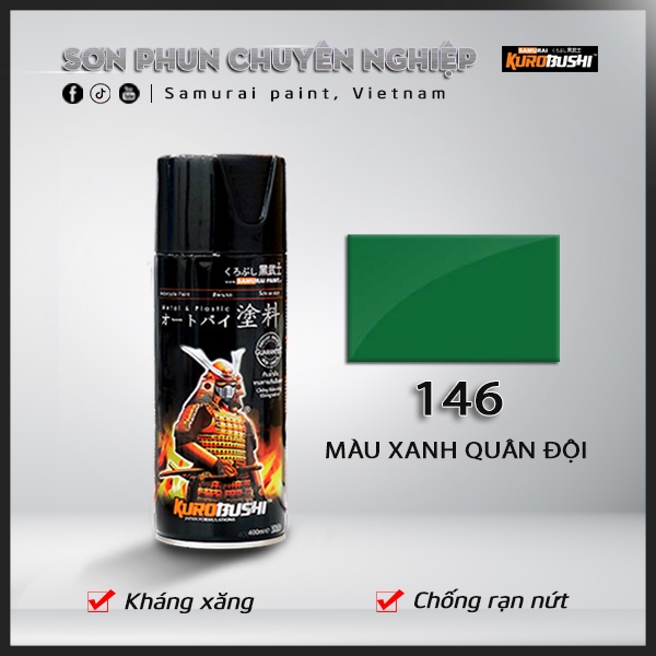 Sơn xịt Samurai Kurobushi - màu xanh quân đội 146 (400 ml)