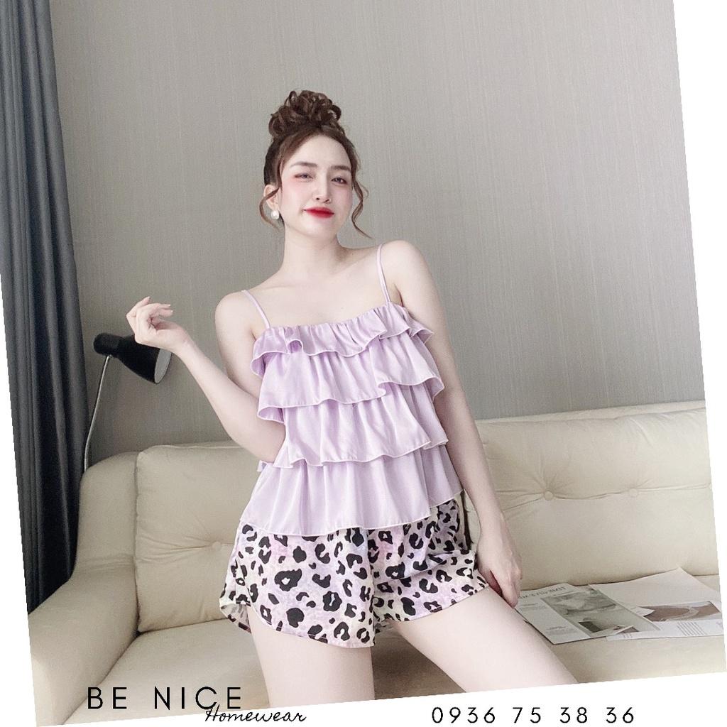 Bộ dây lụa cao cấp 2 dây tầng mặc nhà nhiều họa tiết xinh yêu, Be Nice Homewear