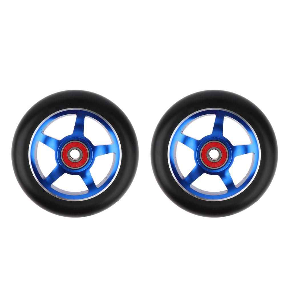 2 Sets of 100mm Replacement Wheels with Gold And Blue Bearings And Bushings
