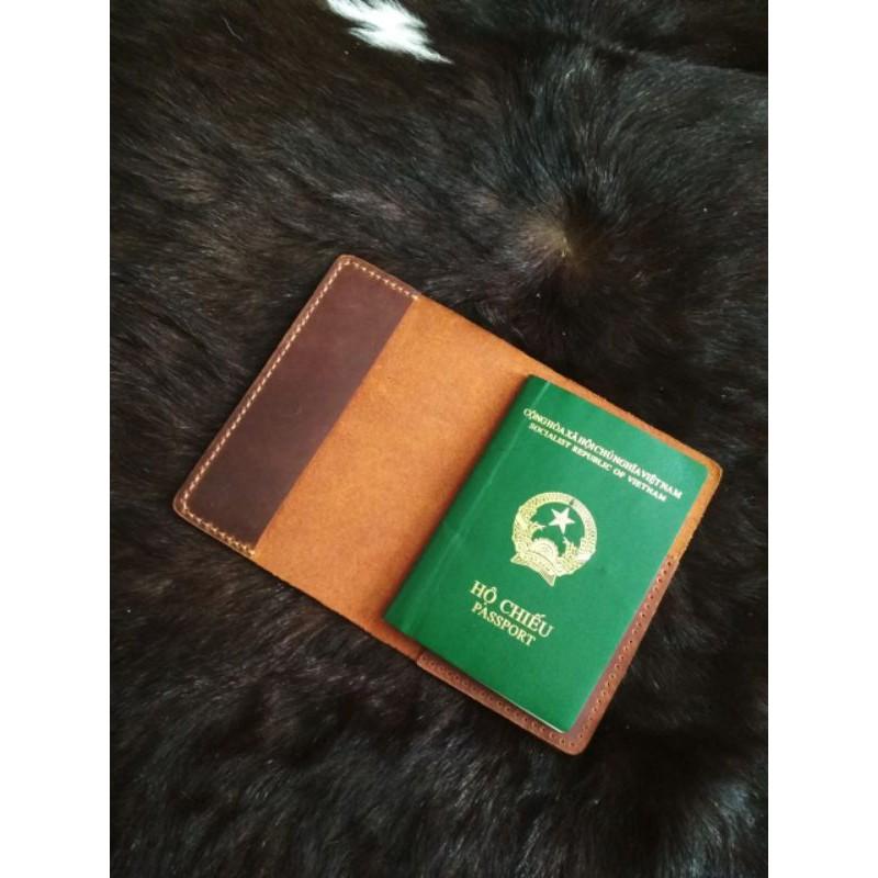 bao đựng passport, da bò thật, may thủ công