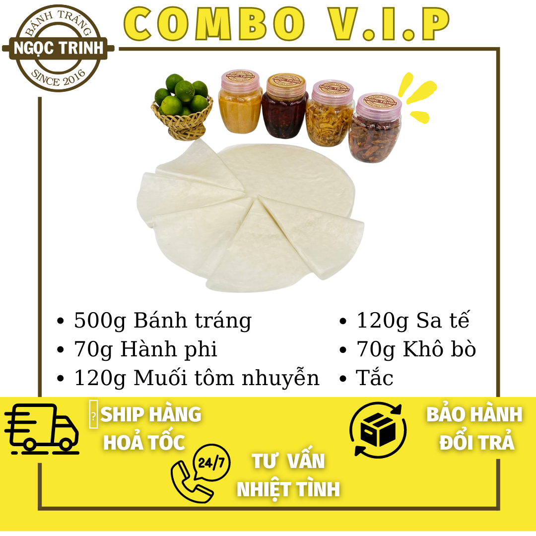 Bánh tráng phơi sương cao cấp COMBO VIP Bánh tráng Ngọc Trinh VIP 950G