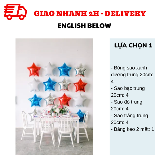 Bộ bóng ngôi sao trang trí tiệc Quốc Khánh Mỹ - 4 of July combo qkm22
