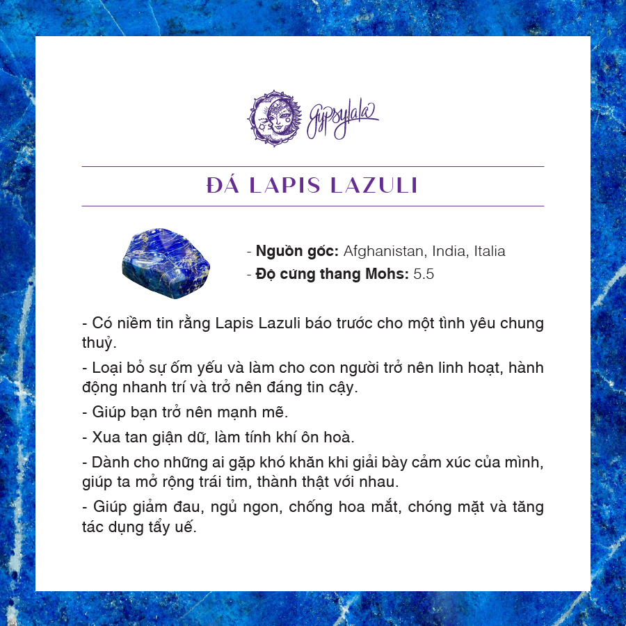 Bông tai nữ đá Lapis Lazuli xanh dương Gypsy.lala