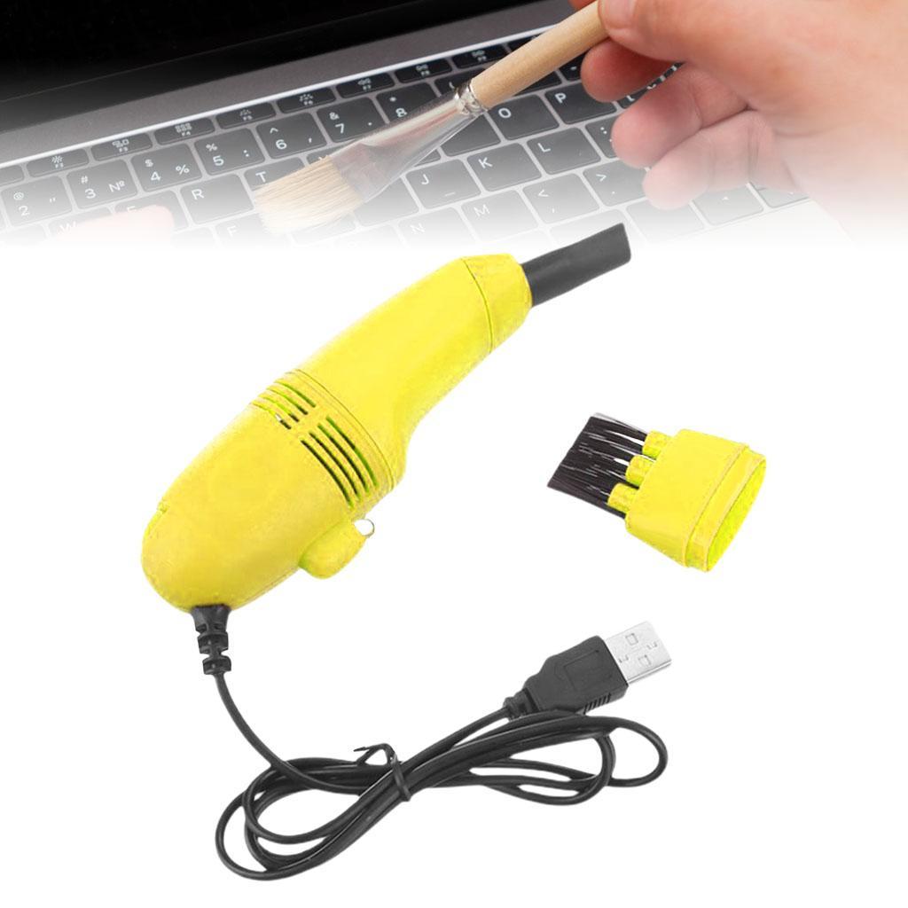 2x Mini Desktop Vacuum Cleaner Hairs Printer Window Groove Yellow+Blue