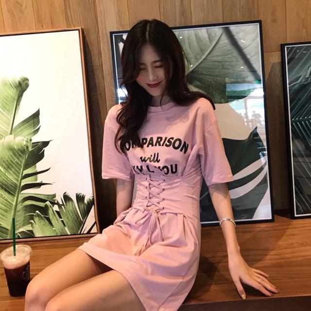 ĐẦM THUN ĐAN DÂY EO