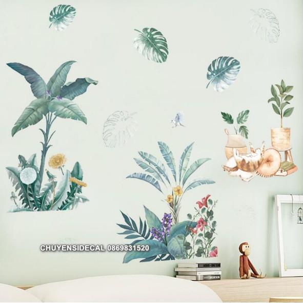 Decal trang trí tường - Họa Tiết Hoa Lá Cổ Điển cá tính mới