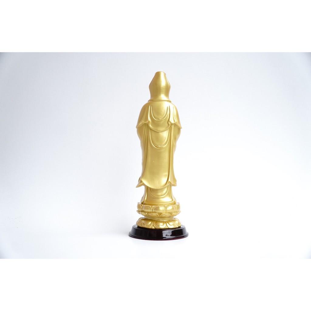 Tượng Phật Bà Quan Thế Âm Bồ Tát đứng nhũ vàng - Cao 25cm