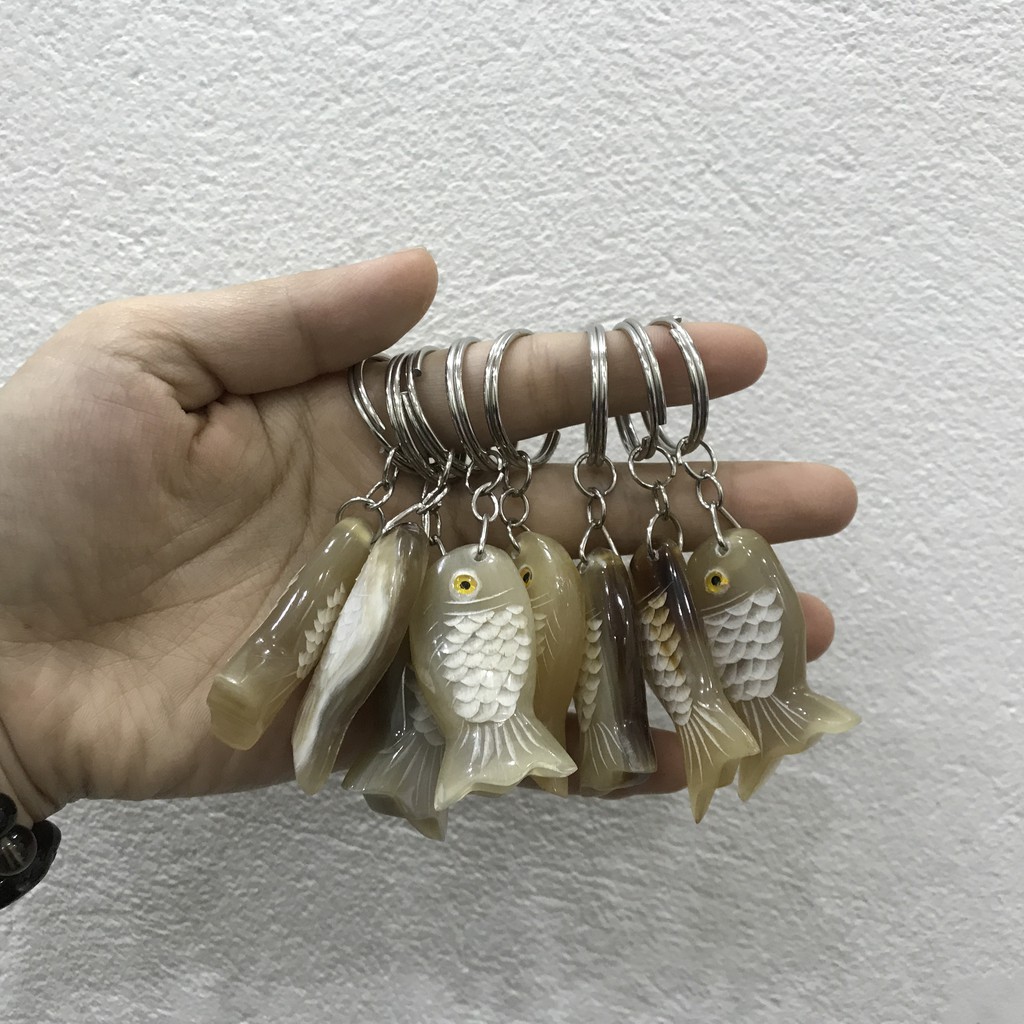 Combo 3 Móc treo chìa khóa hình cá bằng Sừng bò Châu Phi TỈA TÁCH RẤT ĐẸP