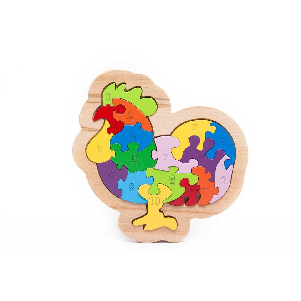 Tranh ghép hình gà trống puzzle animal gỗ tự nhiên