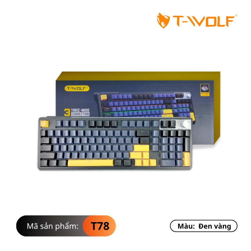 Bàn Phím Cơ Không Dây T-WOLF T78 Red Switch – Hàng Chính Hãng