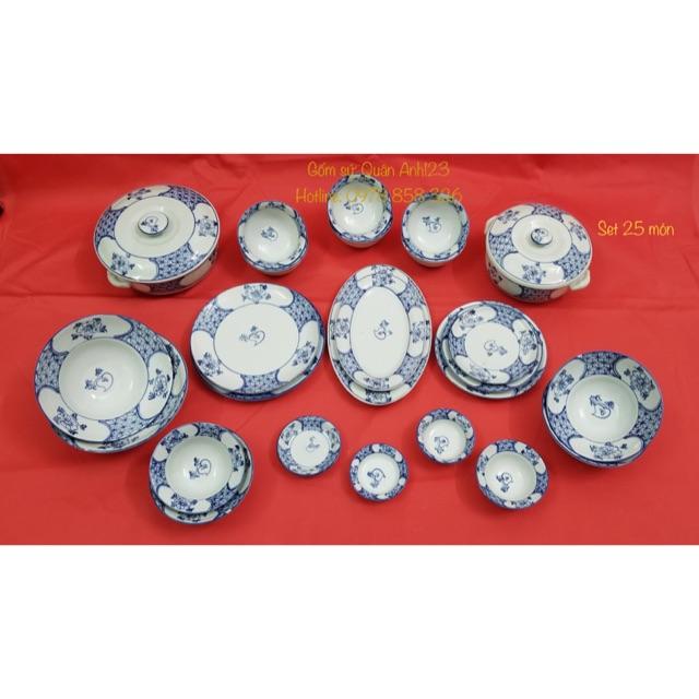 BỘ BÁT ĐĨA MEN NGỌC VẼ THỦ CÔNG CAO CẤP