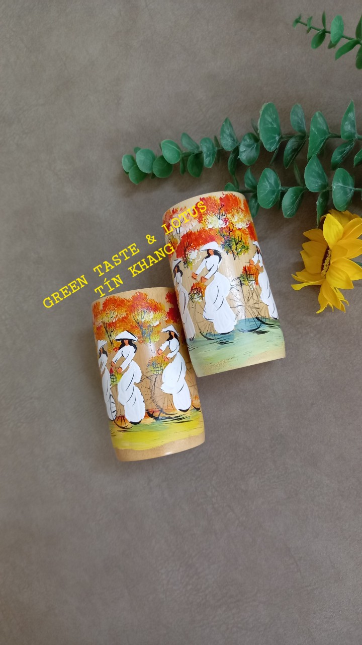 Cốc Tre, Ly Tre Vẽ Mỹ Nghệ Cao Cấp, Chuẩn Đẹp-TVMNBDLTK05