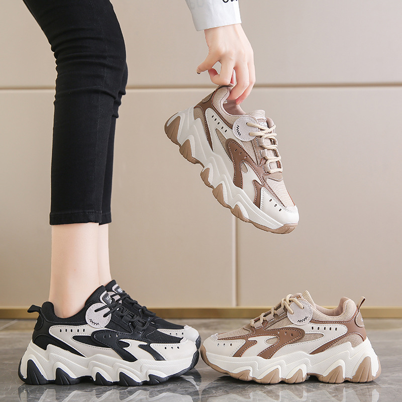Giày thể thao nữ GEMI - giày ullzzang màu Kaki- Đen, tăng chiều cao, nhẹ,êm chân- M7196