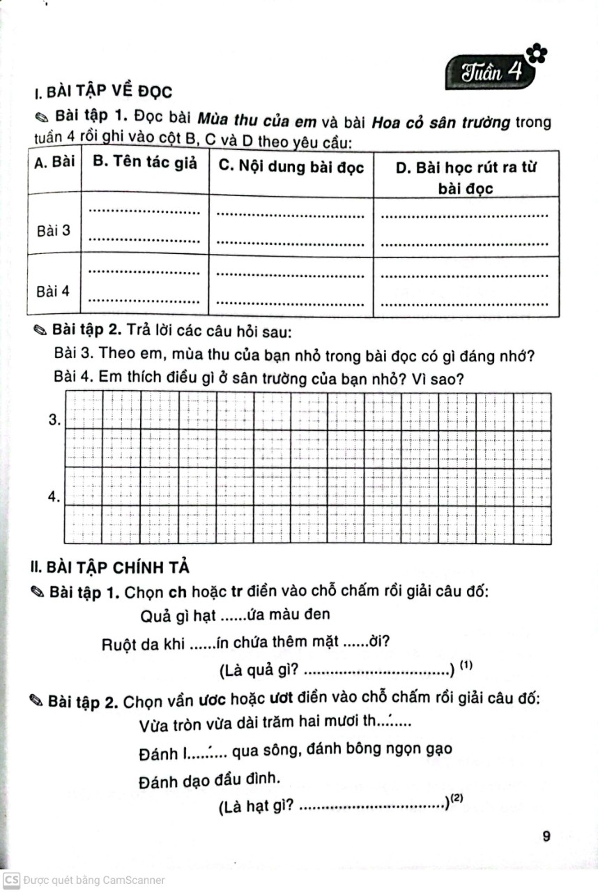 Vở bài tập cuối tuần tiếng việt 3 (Dùng kèm bộ sách Chân trời Sáng Tạo )