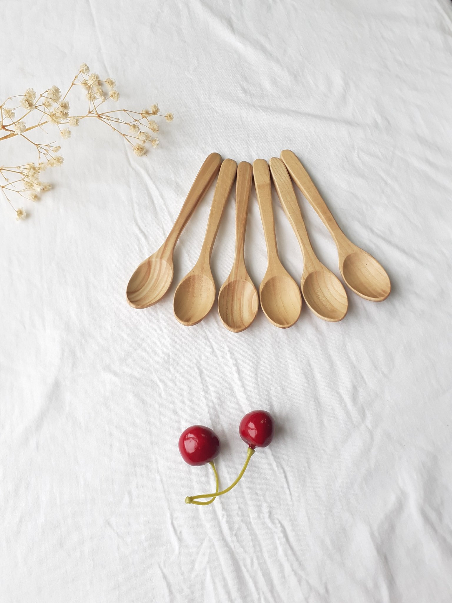 Bộ 6 thìa uống sinh tố, cafe GỖ TẦN BÌ cỡ vừa 14.5 cm x 2 cm