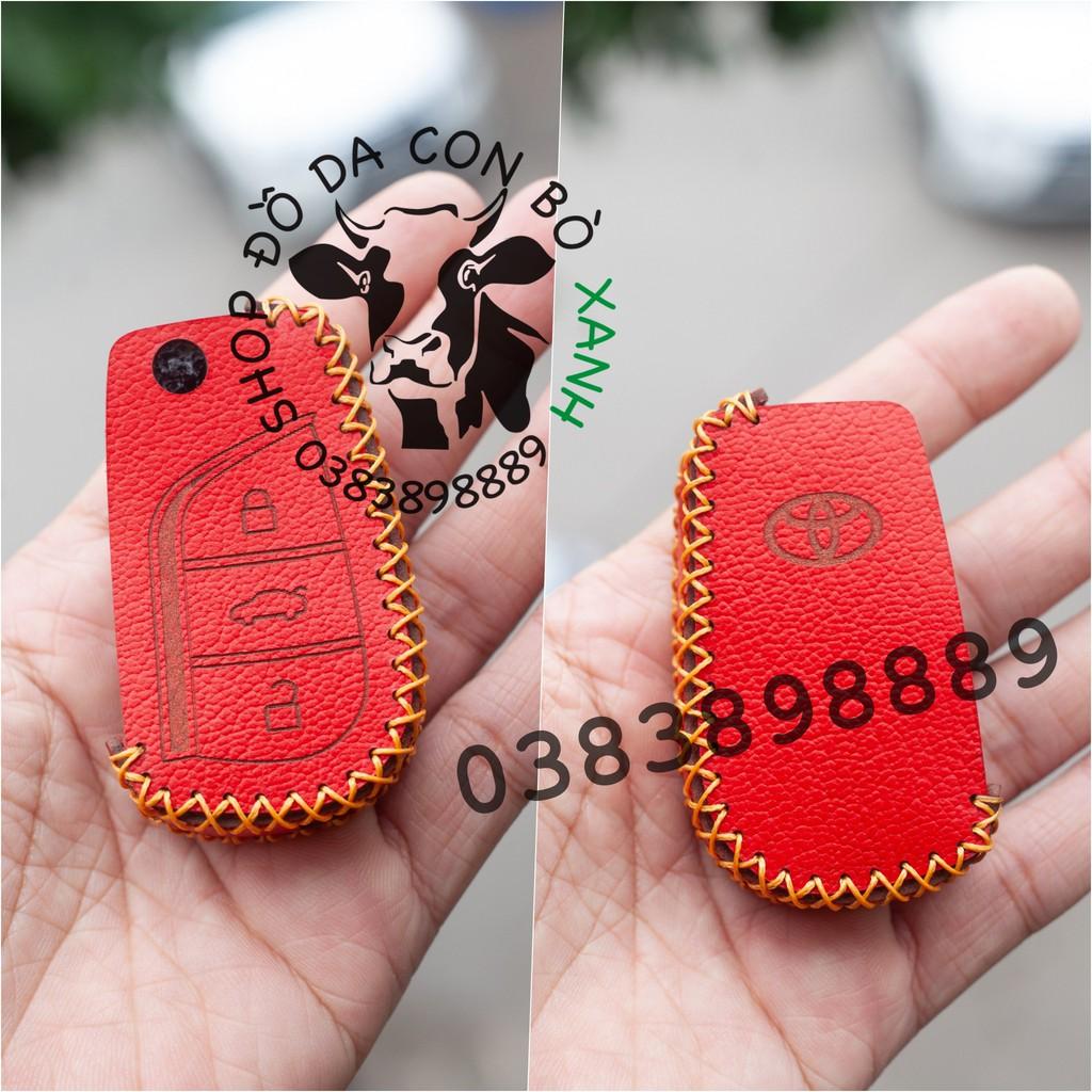 Bao da dành cho chìa khóa Toyota Innova, Fortuner, Altis, Hilux chìa khóa cơ handmade da thật 006