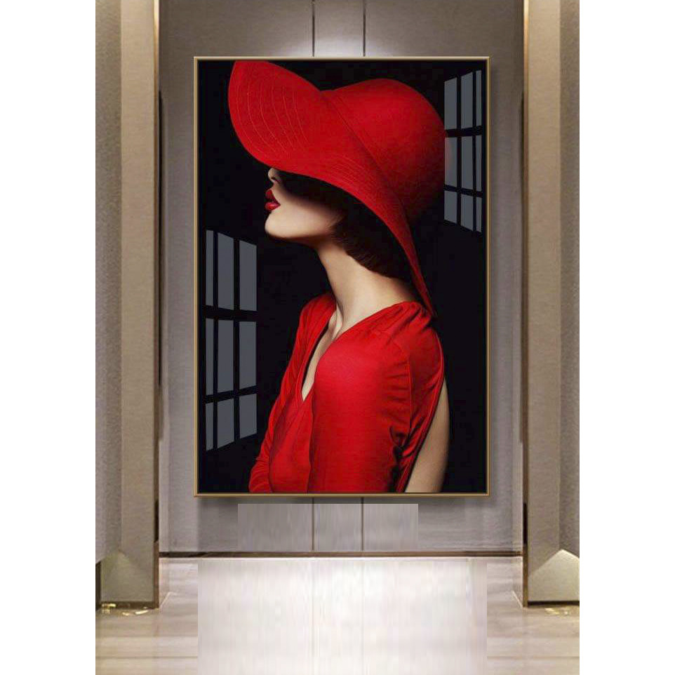 Tranh sơn dầu họa sỹ vẽ tay: RED LADY