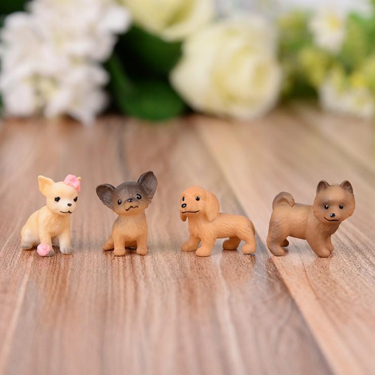 Combo 16 mô hình chó con (puppy) các loại dùng trang trí tiểu cảnh, terrarium, móc khóa, DIY