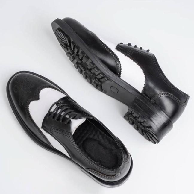 Giày Tây Nam DECEMBER Wingtip Derby Black White - DE01