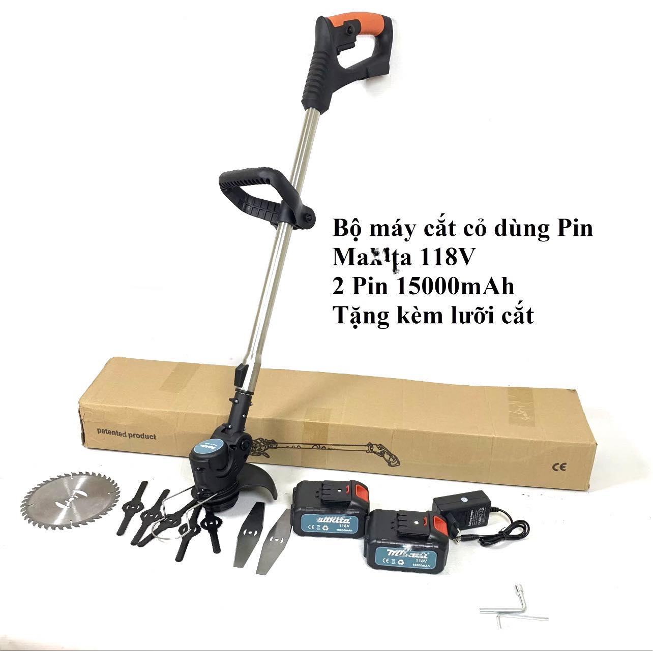 Máy cắt cỏ pin cầm tay, máy cắt cỏ mini dùng pin MA KI TA 118V tỉa cành cây phát cỏ nhỏ gọn tiện lợi bảo